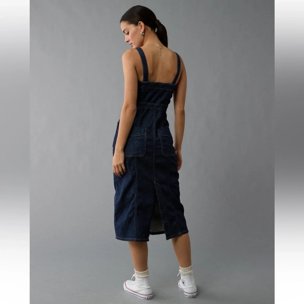 American Eagle Denim Button-Up Midi Dress - Picture 2 of 8